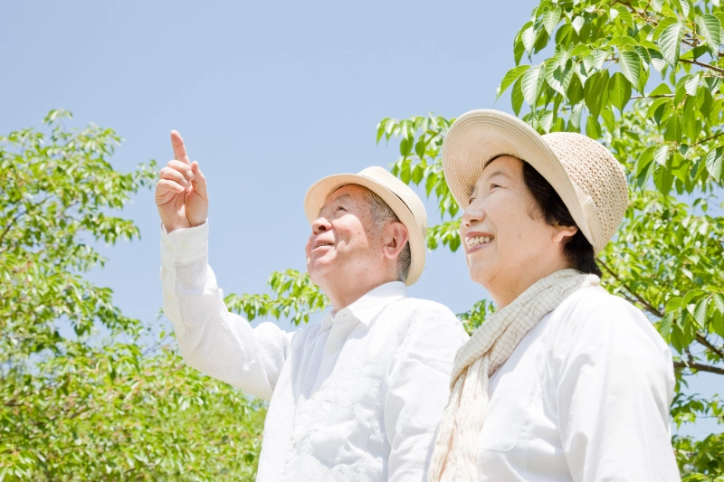 散歩中の老夫婦